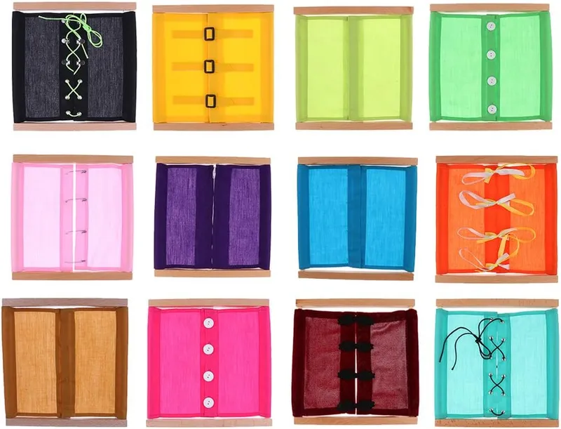 Fenteer Cadre De Qualité 12 Pack Montessori en Bois Matériel-Habillage Enfants Jouets éducatifs Tôt