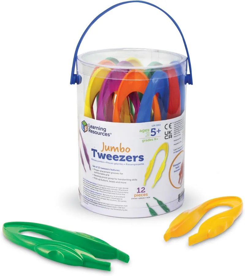 Learning Resources Jumbo Tweezers, Ages 5+, pince géante enfants, motricité fine, tri et comptage, manipulation scientifique préscolaire