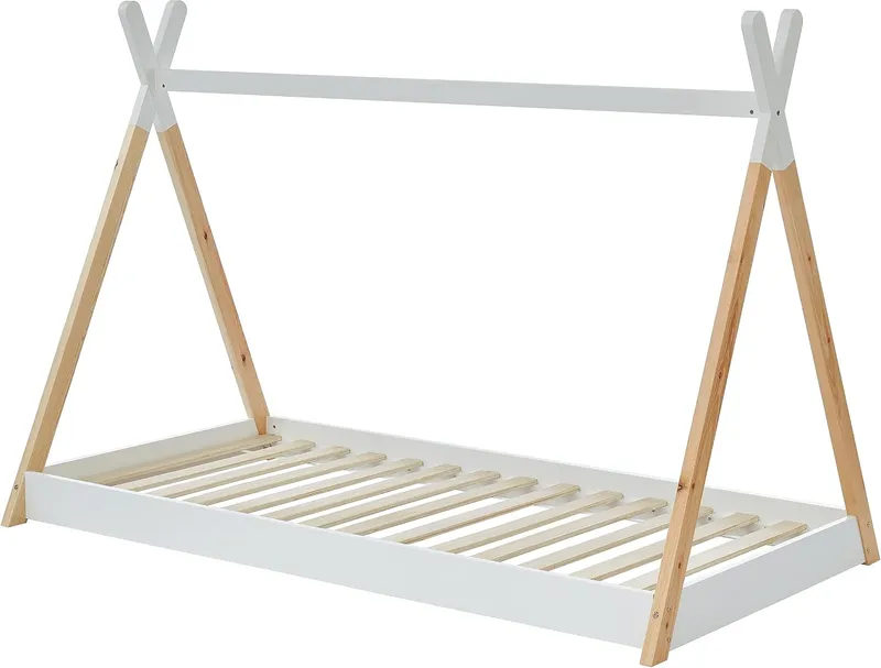BAÏTA Lit tipi Enfant Montessori Tiny - Bois Massif de pin Naturel - 90x190cm TINYTIPI Naturel/Blanc
