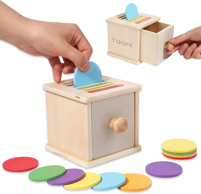 YAANI Montessori Ball Drop Box Object Permanence Box Montessori Toys Baby Toy 6-12 Mois Jouet Montessori Jouet Bébé