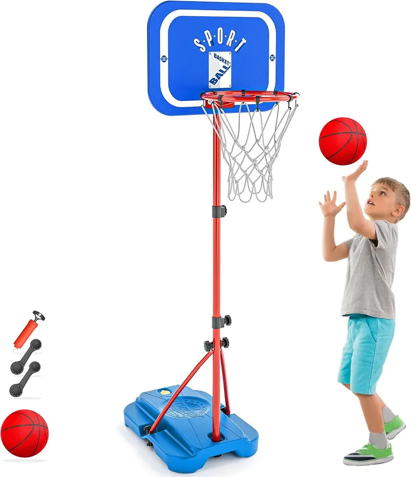 Panier de Basket-Ball avec Support, 110-190 cm, Hauteur réglable, Jouet extérieur et intérieur pour Enfants