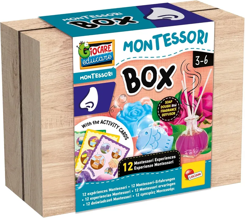 Lisciani - Montessori Box : Smell - Kit Sensoriel d'Odeurs Pour Enfants dès 3 ans - Découverte des odeurs - Éveil Olfactif​​ Approche Montessori - Jeu Educatif Enfants