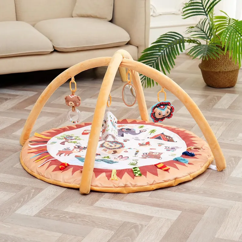Superbe Bebe - Tapis D'éveil Bébé Montessori 0-12 Mois avec Arches | Évolutif pour Fille Et Garçon | Épais Et Confortable | Arche Sensorielle | Jeux Éducatif - Circle Little Jungle