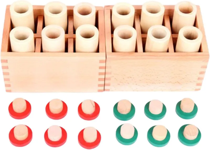 Cylindres sonores avec boîte en Bois, matériel sensoriel Montessori, boîtes à Sons pour garçons et Filles