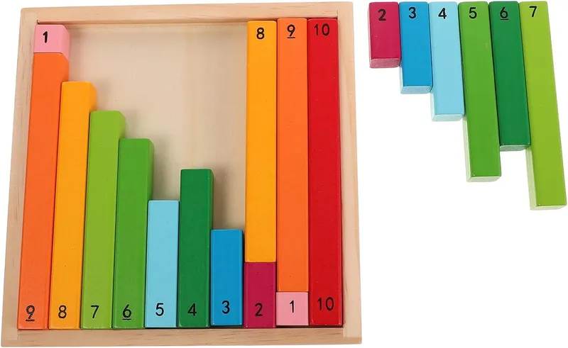 Outils D'activité Mathématique Montessori en Bois pour Centre D'éducation Précoce, Barres D'apprentissage Colorées, Formation aux Compétences de Réflexion pour Garçon et Filles